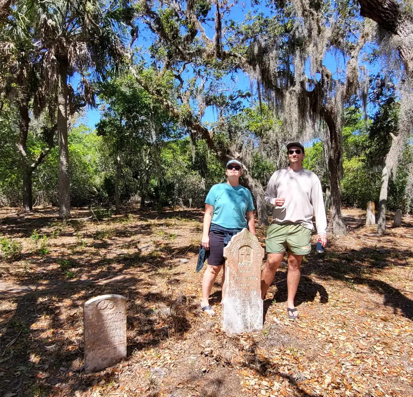 Aric and Lauren on Atsena Otie Key, the original Cedar Key abandoned after the 1896 hurricane